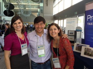 Kelsey Shaw, Tony Liou, and a client of Partner Energy, posing for a picture in between workshop sessions.